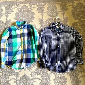 Gap kids plaid button down shirts, set of 2